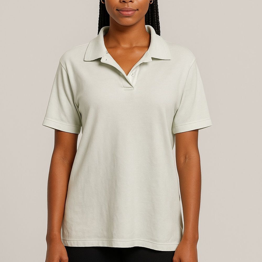 Jockey Women’s Light Mint Green Polo T-Shirt Relaxed Fit Short Sleeve